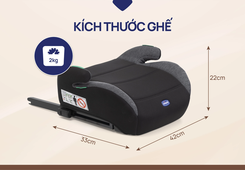 Ghế ô tô trẻ em Chicco Quasar Fix kích thước gọn gàng