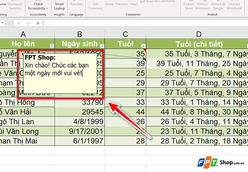 Sử dụng ghi chú trong Excel - 10