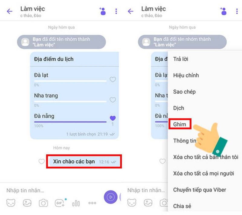 Hướng dẫn ghim cuộc trò chuyện trên Viber chi tiết