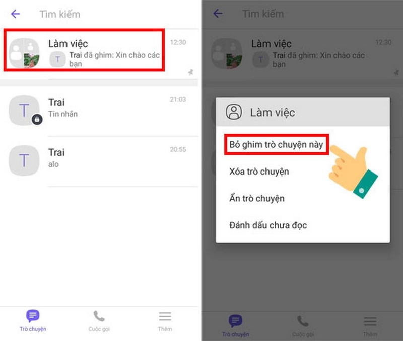 Hướng dẫn ghim cuộc trò chuyện