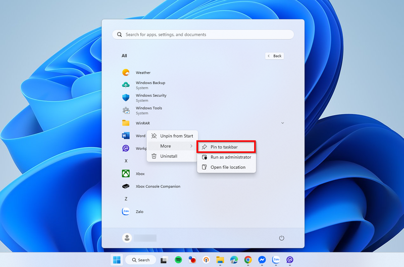 cách ghim và gỡ ứng dụng trên thanh Taskbar Windows 11 ảnh 2