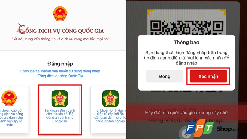 Đăng nhập bằng tài khoản VNeID