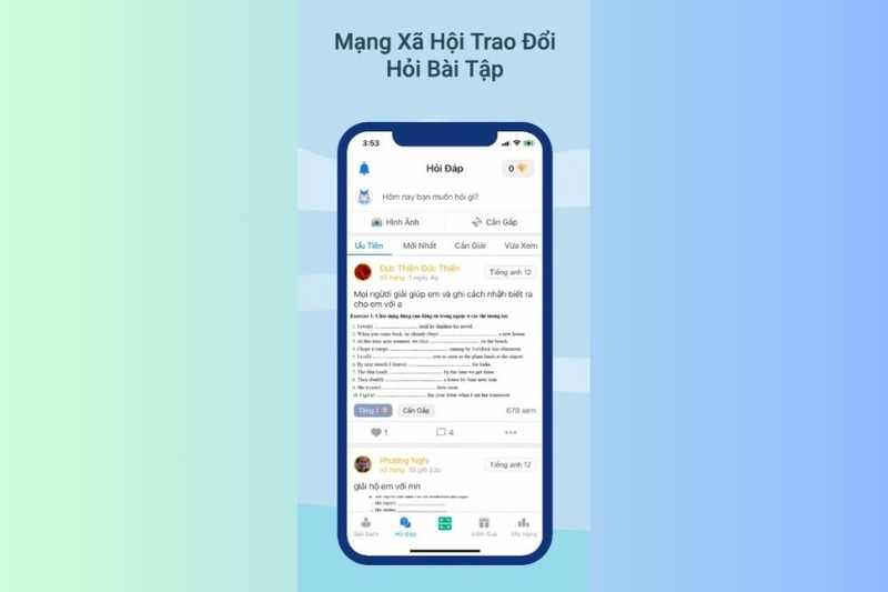 Mạng xã hội trao đổi bài tập