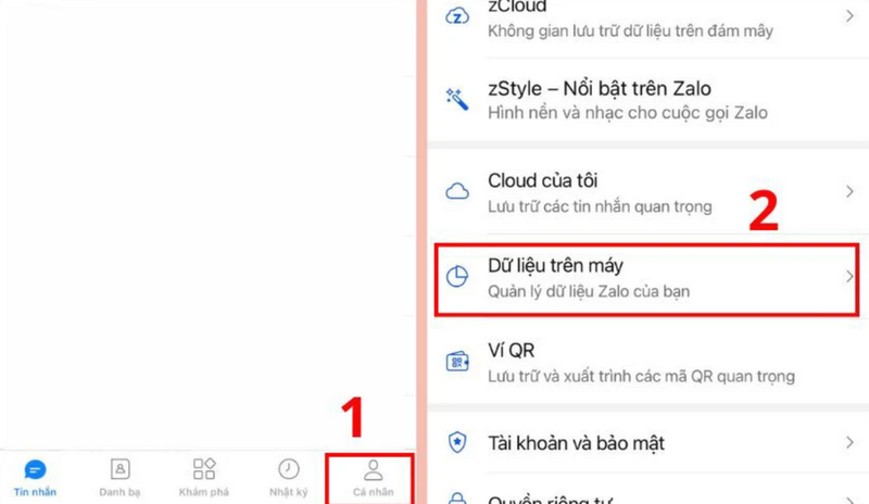 Truy cập nơi quản lý dữ liệu cá nhân của ứng dụng