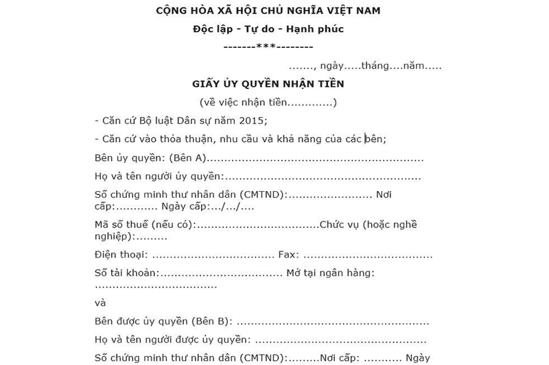 Giấy ủy quyền nhận tiền là gì? (hình 2)