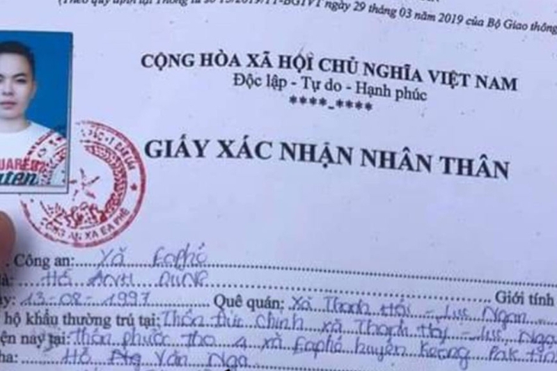 Giấy xác nhận nhân thân đi máy bay - 02