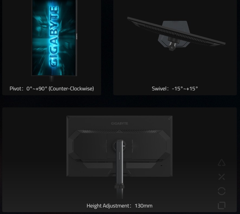 Màn hình Gaming Gigabyte G25F2A - Kiểu dáng công thái học điều chỉnh góc nhìn linh hoạt