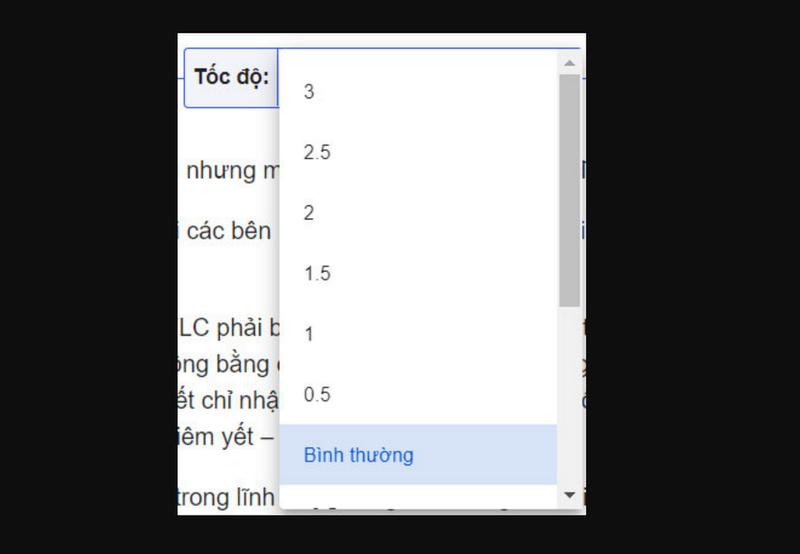 Lựa chọn và tùy chỉnh tốc độ đọc