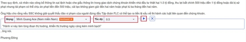 Chọn giọng đọc khác với đoạn văn bản riêng biệt