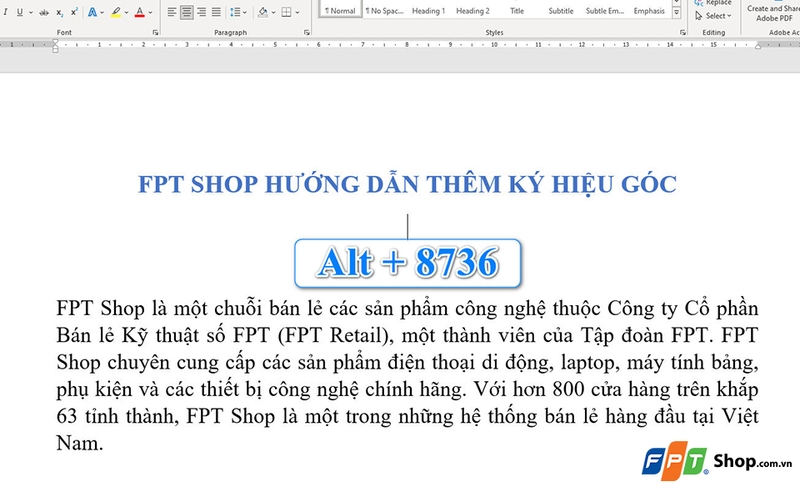 Cách gõ ký hiệu góc trong Word - 03