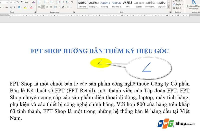 Cách gõ ký hiệu góc trong Word - 04