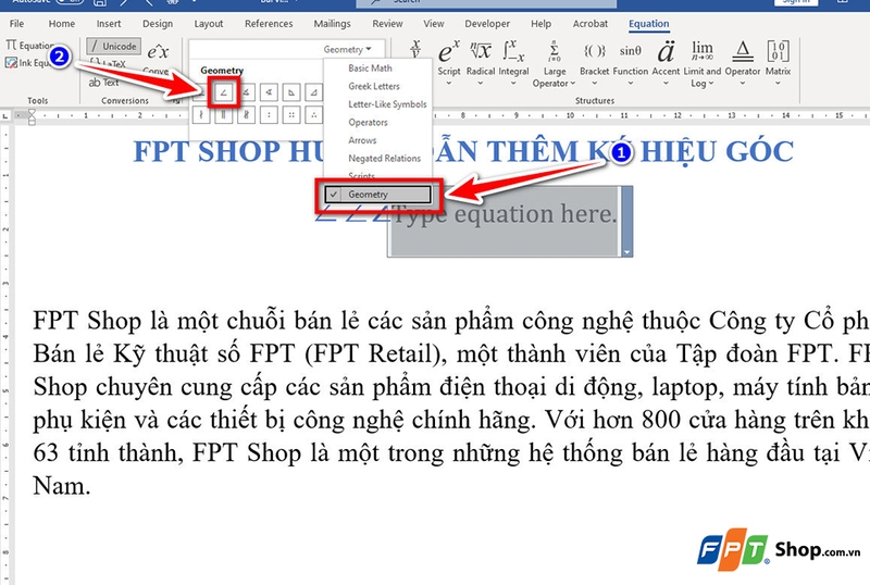 Cách gõ ký hiệu góc trong Word - 11