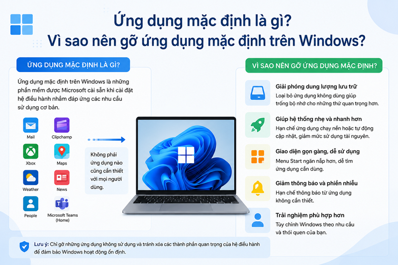 Ứng dụng mặc định là gì? Vì sao nên gỡ ứng dụng mặc định trên Windows?