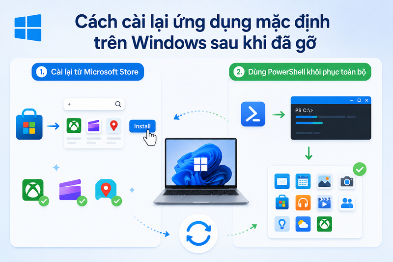 Cách cài lại ứng dụng mặc định trên Windows sau khi đã gỡ