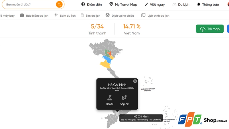 Chọn các địa điểm đã đi hoặc sắp đi