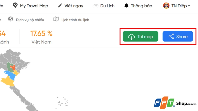 Lưu lại hoặc chia sẻ bản đồ du lịch đã tạo tại Gody.vn
