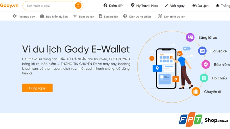 Tính năng Ví du lịch Gody giúp lưu trữ mọi loại giấy tờ