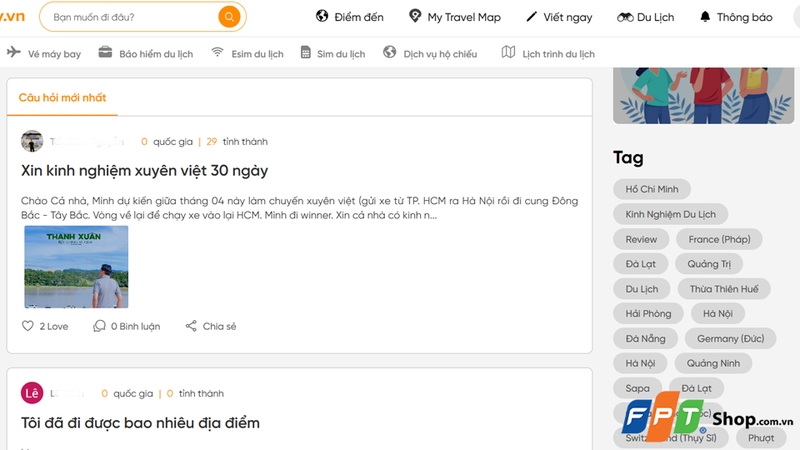 Cộng đồng người dùng chia sẻ nhiều kinh nghiệm du lịch thú vị