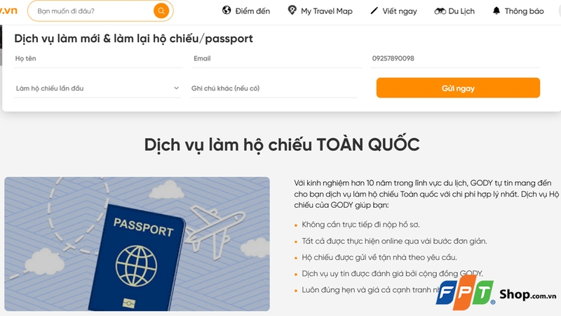 Gody.vn có hỗ trợ người dùng làm hộ chiếu du lịch