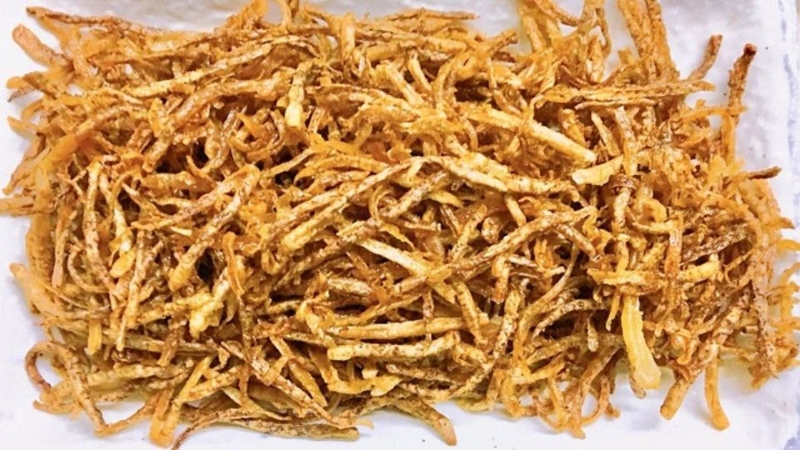 Bước 4: Chiên khoai môn