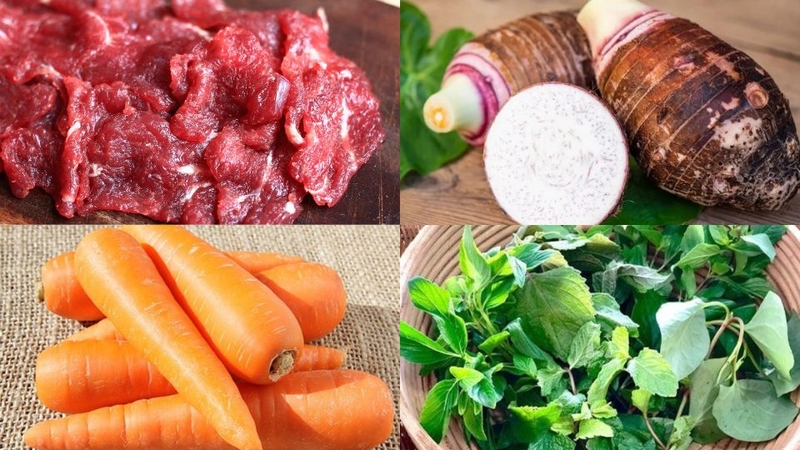 Nguyên liệu gỏi bò khoai môn chiên