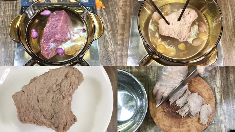 Bước 1: Sơ chế và luộc thịt bò