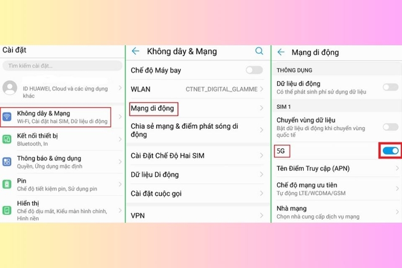 Bật chế độ 5G trên điện thoại Android