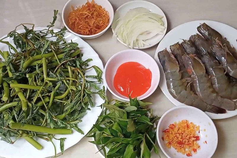 gỏi tôm rau nhút hình 1