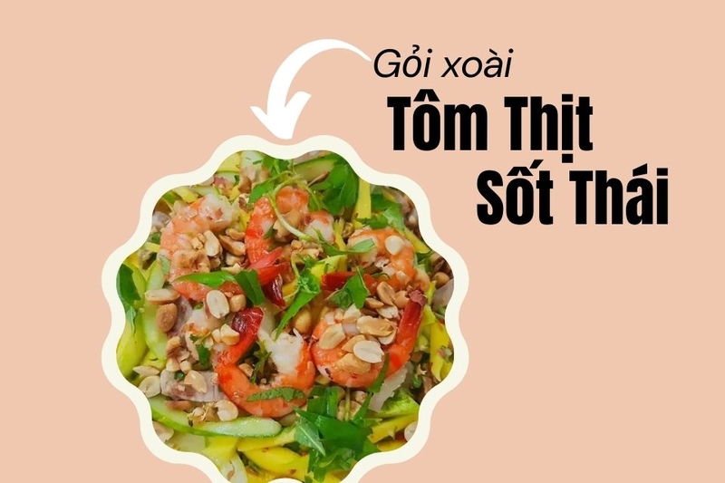 Thành phẩm gỏi xoài tôm thịt sốt thái