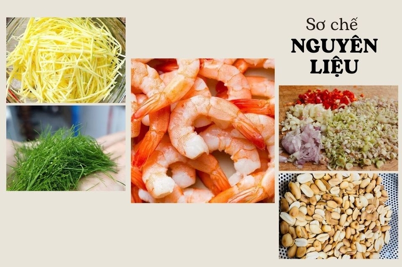 Sơ chế nguyên liệu gỏi tôm thịt kiểu Thái Lan