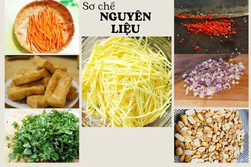 Sơ chế nguyên liệu gỏi xoài tôm thịt chay