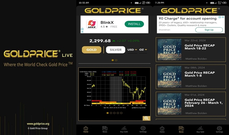 Giới thiệu tổng quan về ứng dụng Gold Price Live
