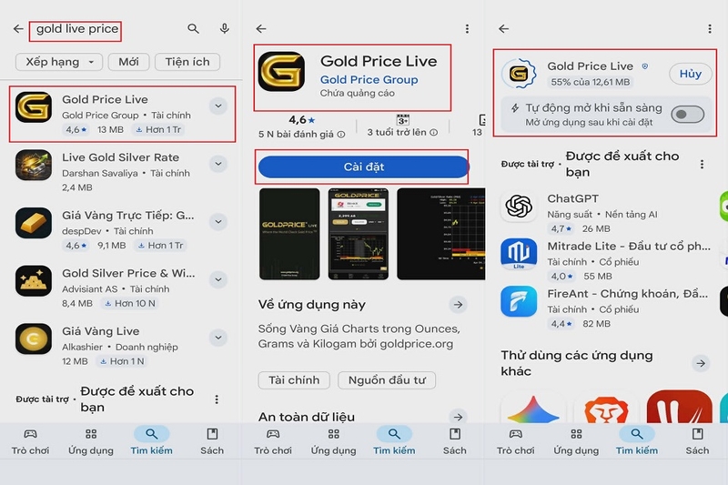 Cách tải về ứng dụng Gold Price Live cho thiết bị Android của bạn