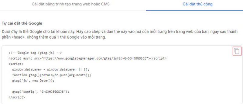 Cách sao chép thẻ Google cho tài khoản này