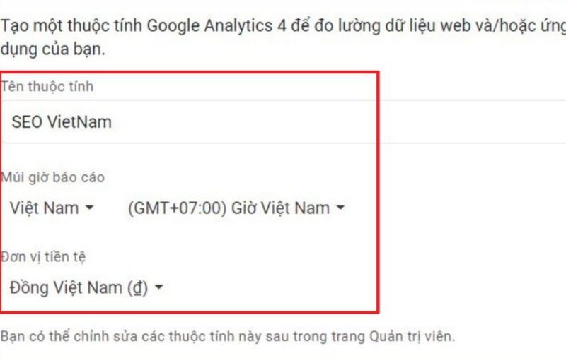 Cách Thiết lập thuộc tính Google Analytics 4