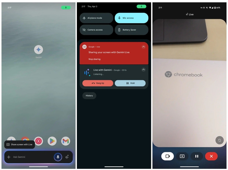 Google phát hành miễn phí Gemini Live camera và chia sẻ màn hình cho người dùng Android