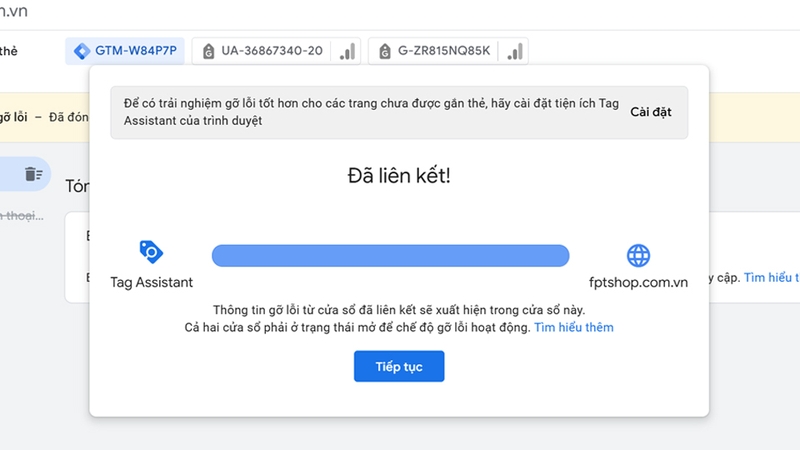 Google Tag Assistant sẽ tự động quét website