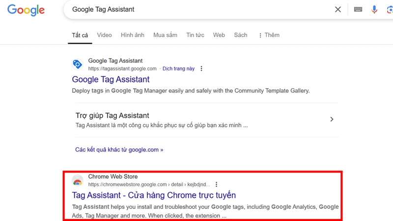 Chọn liên kết dẫn đến Chrome Web Store