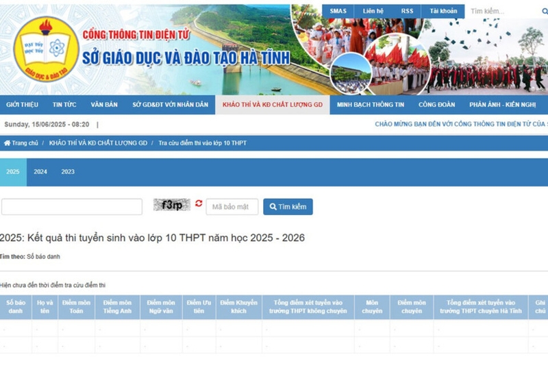 Cách tra cứu điểm thi vào lớp 10 Hà Tĩnh