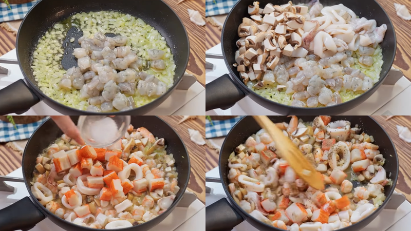 Bước 2: Xào nguyên liệu