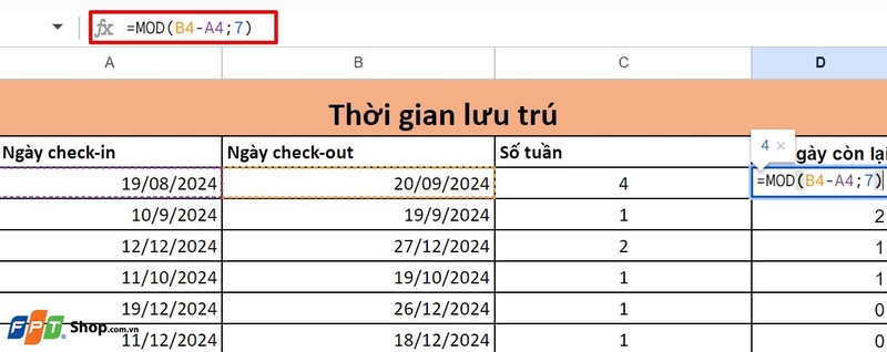 hàm MOD trong Excel (ảnh 5)