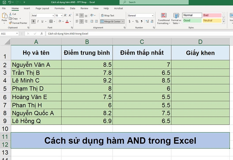 Hàm AND trong Excel - 04