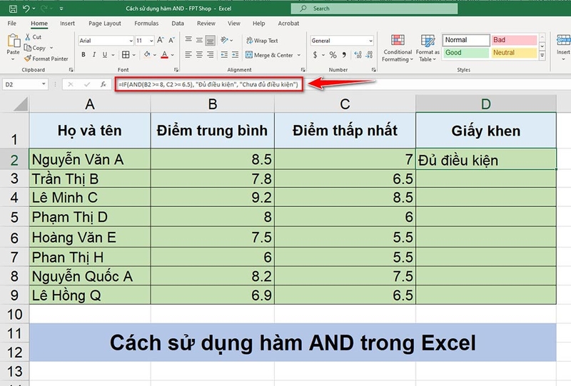 Hàm AND trong Excel - 05