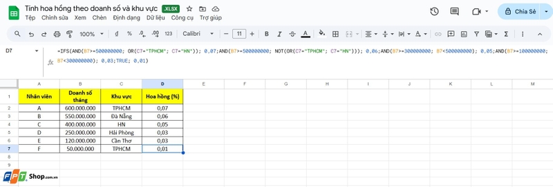 hàm ifs trong google sheet ảnh 6