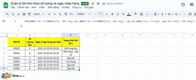 hàm ifs trong google sheet ảnh 7