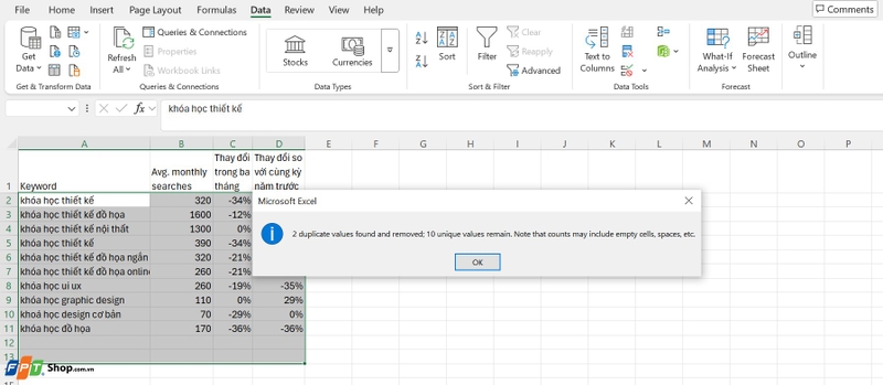 Hàm lọc trùng trong Excel ảnh 3