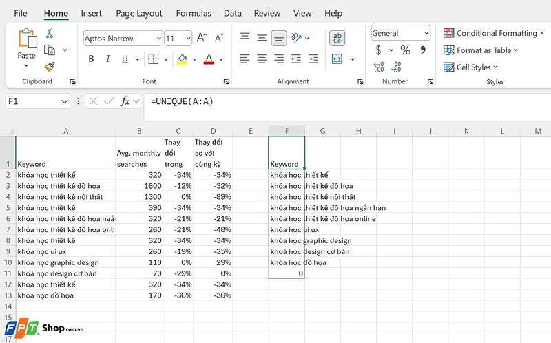 Hàm lọc trùng trong Excel ảnh 9
