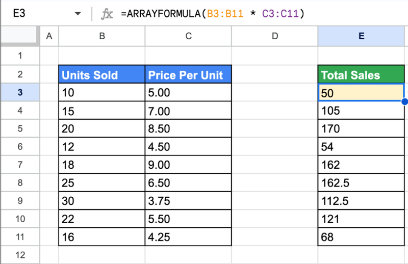 hàm nhân trong google sheet ảnh 9