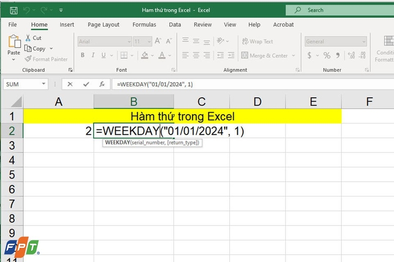 Hàm thứ trong Excel - Ảnh 03