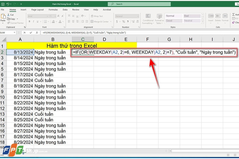 Hàm thứ trong Excel - Ảnh 04